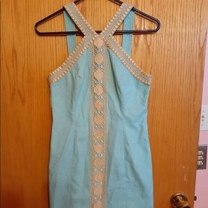 New Light blue with gold trim dress